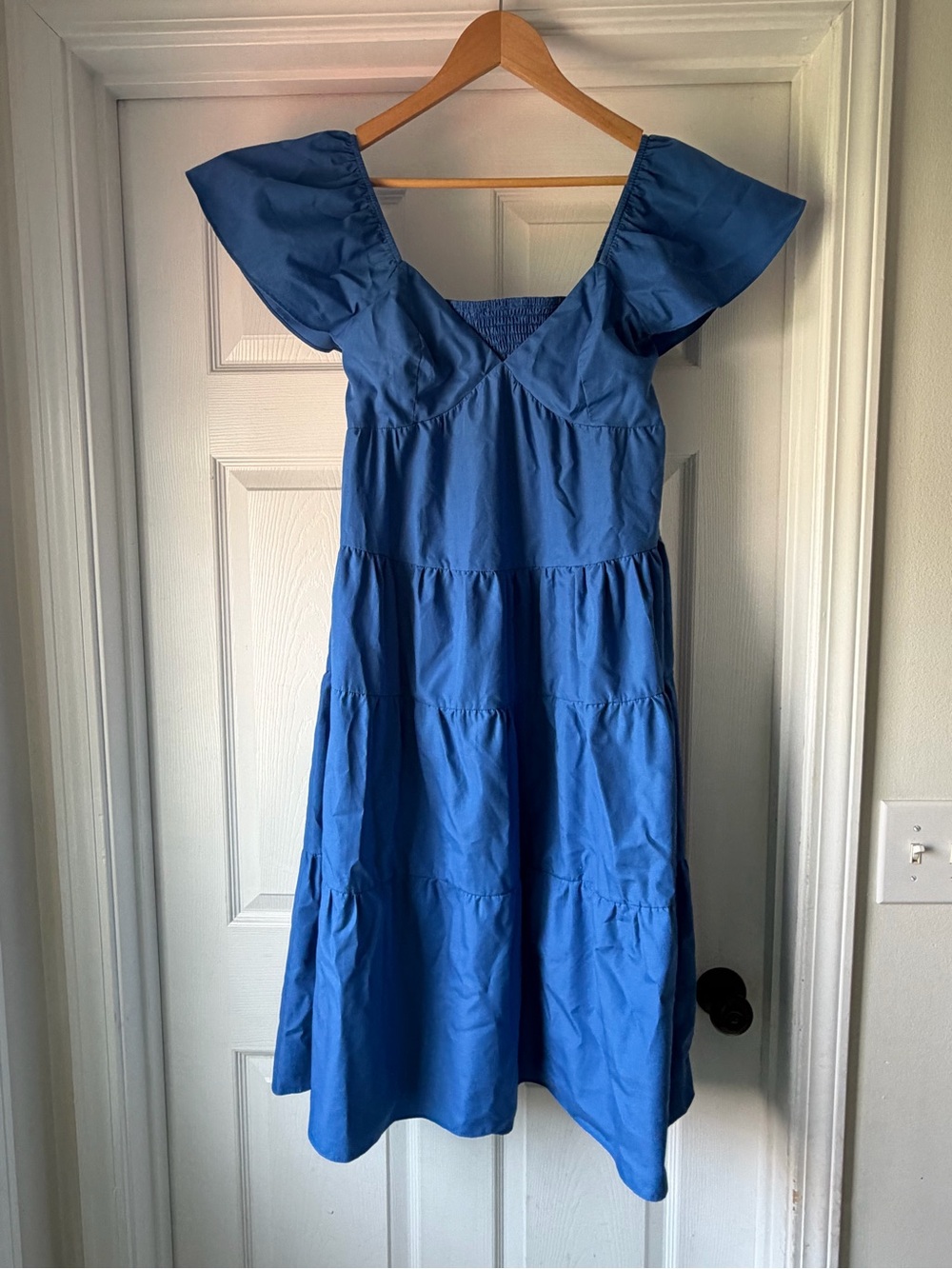 Blue Tiered Flutter Sleeve Sundress